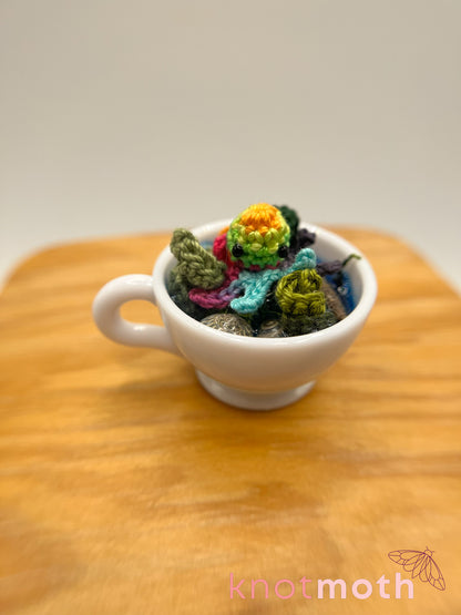 yarrow octopus micro crochet teacup trinket