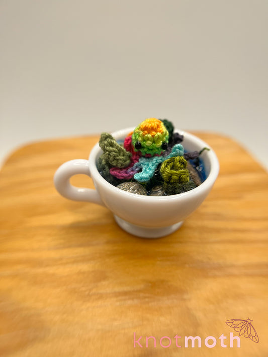 yarrow octopus micro crochet teacup trinket