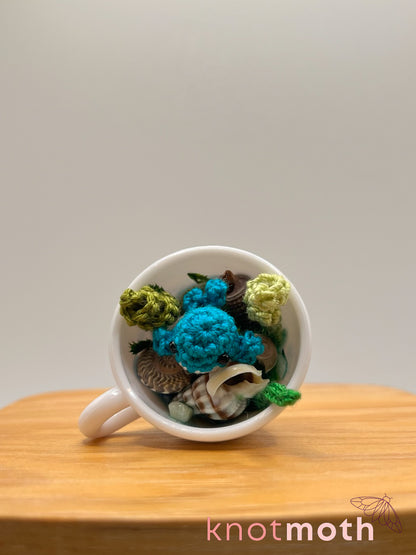 hwangcha whale micro crochet teacup trinket