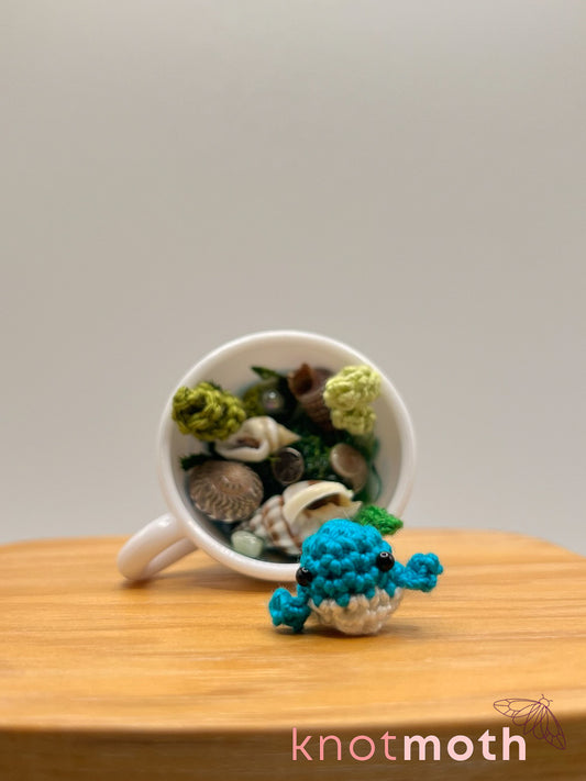 hwangcha whale micro crochet teacup trinket