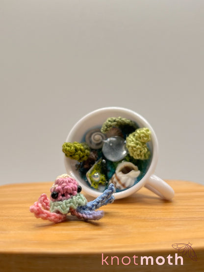 yerba jellyfish micro crochet teacup trinket
