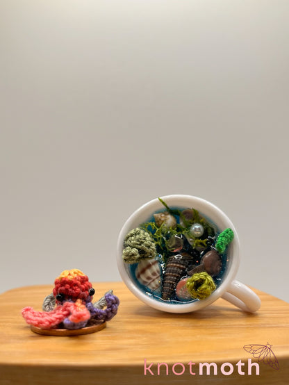assam octopus micro crochet teacup trinket