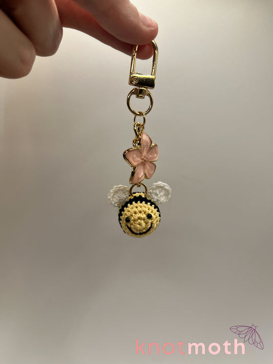 blakely bee micro crochet keychain