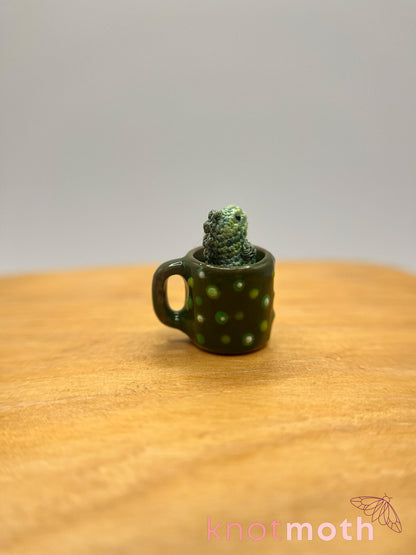 matcha green tea-rex micro crochet mug trinket