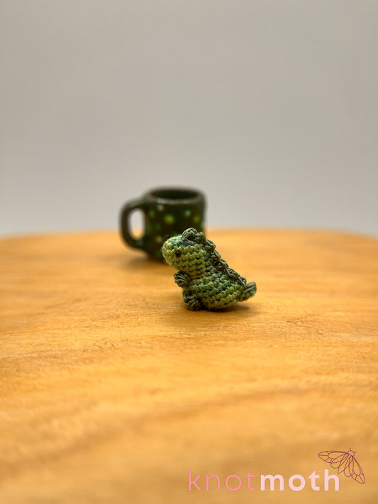 matcha green tea-rex micro crochet mug trinket