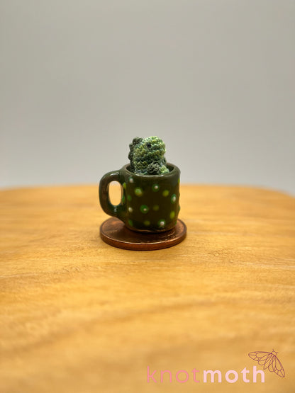 matcha green tea-rex micro crochet mug trinket