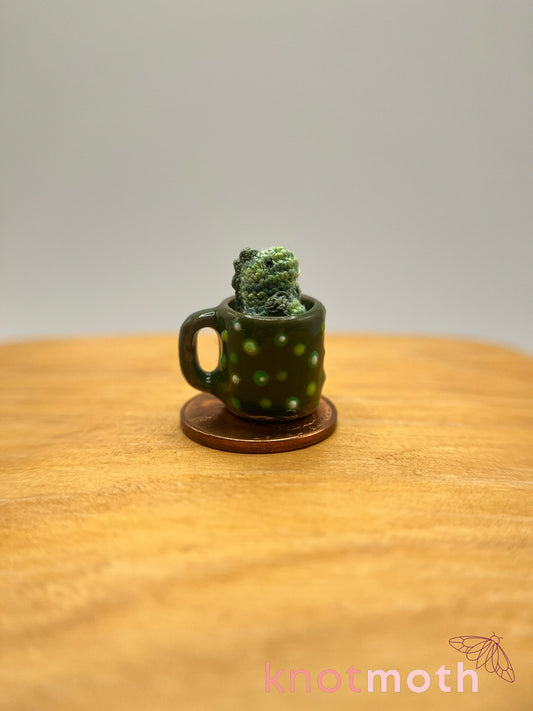 matcha green tea-rex micro crochet mug trinket