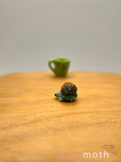 terra turtle micro crochet mug trinket