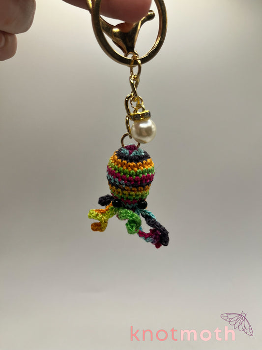 triton octopus micro crochet keychain