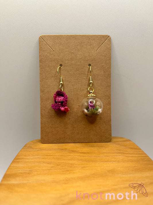 squid micro crochet earrings