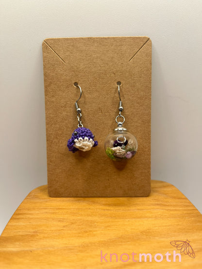 whale micro crochet earrings