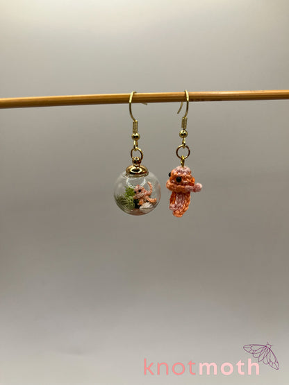 jellyfish micro crochet earrings