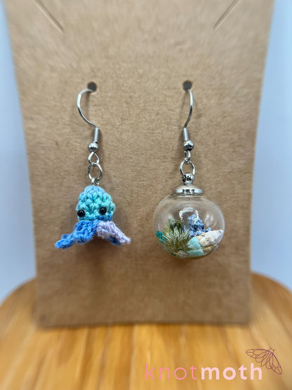 octopus micro crochet earrings