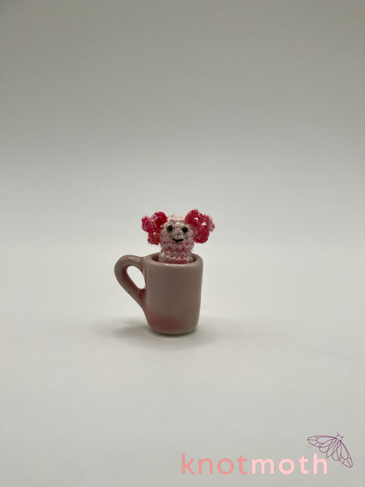 agatha axolotl micro crochet mug trinket