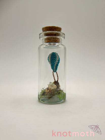 blue stripes hot air balloon micro crochet jar
