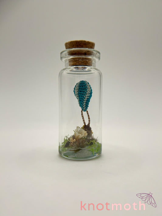 blue stripes hot air balloon micro crochet jar