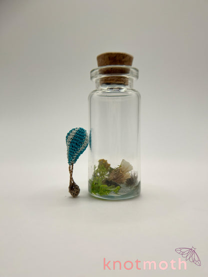blue stripes hot air balloon micro crochet jar
