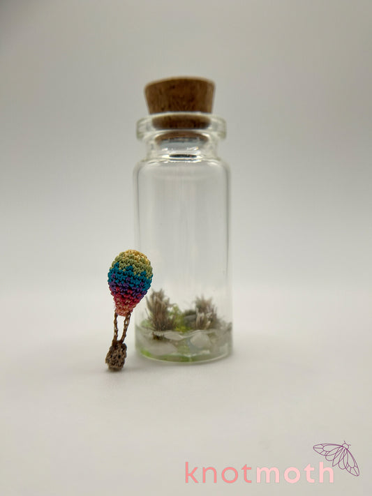rainbow hot air balloon micro crochet jar