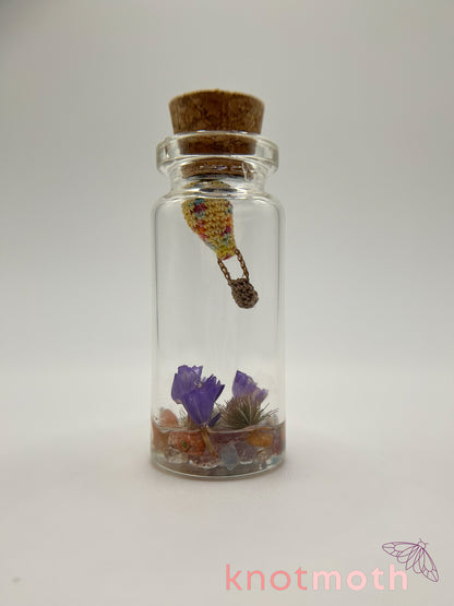 yellow hot air balloon micro crochet jar