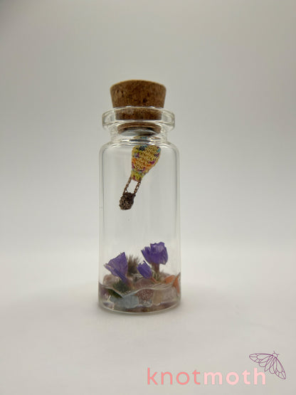 yellow hot air balloon micro crochet jar