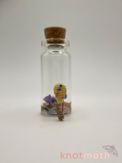 yellow hot air balloon micro crochet jar