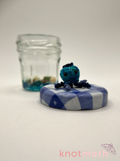 blueberry jellyfish micro crochet jam jar