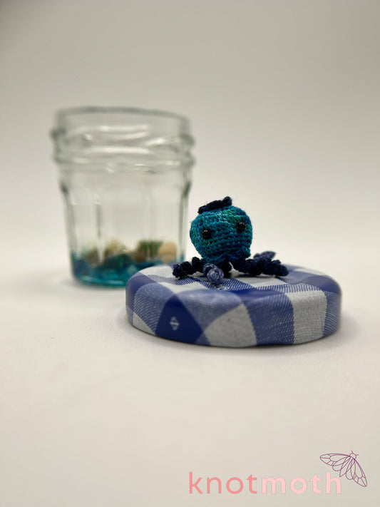blueberry jellyfish micro crochet jam jar
