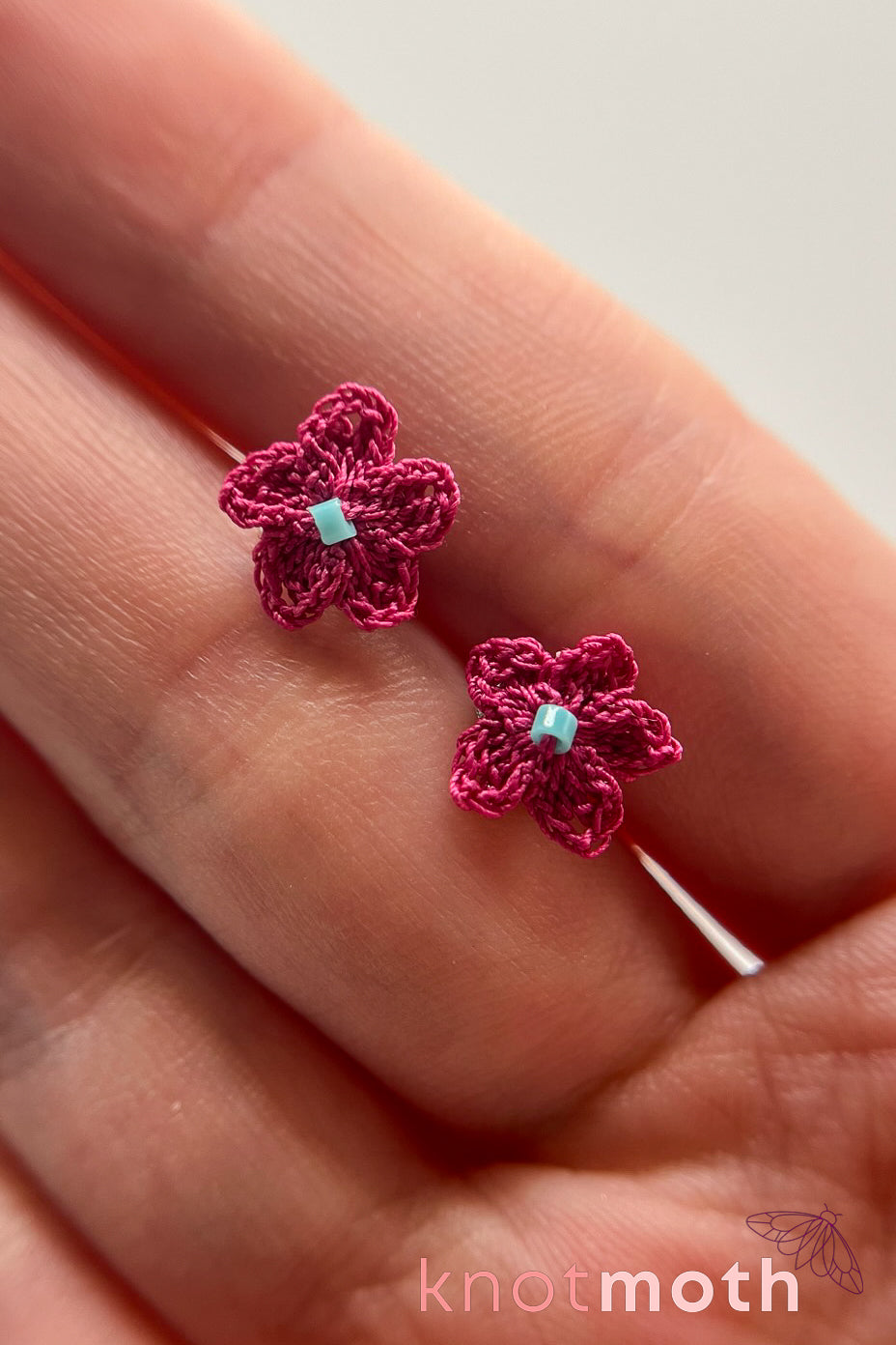 pink & blue flower stud earrings