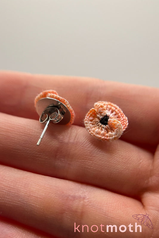 peach poppies stud earrings