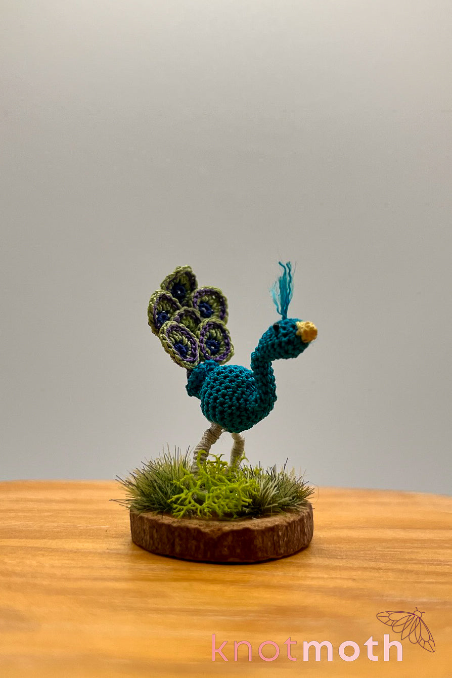 Pia Peacock Micro-Crochet Figurine
