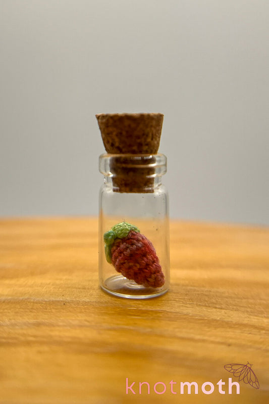 Strawberry Extreme Micro Crochet Trinket Jar (removable)