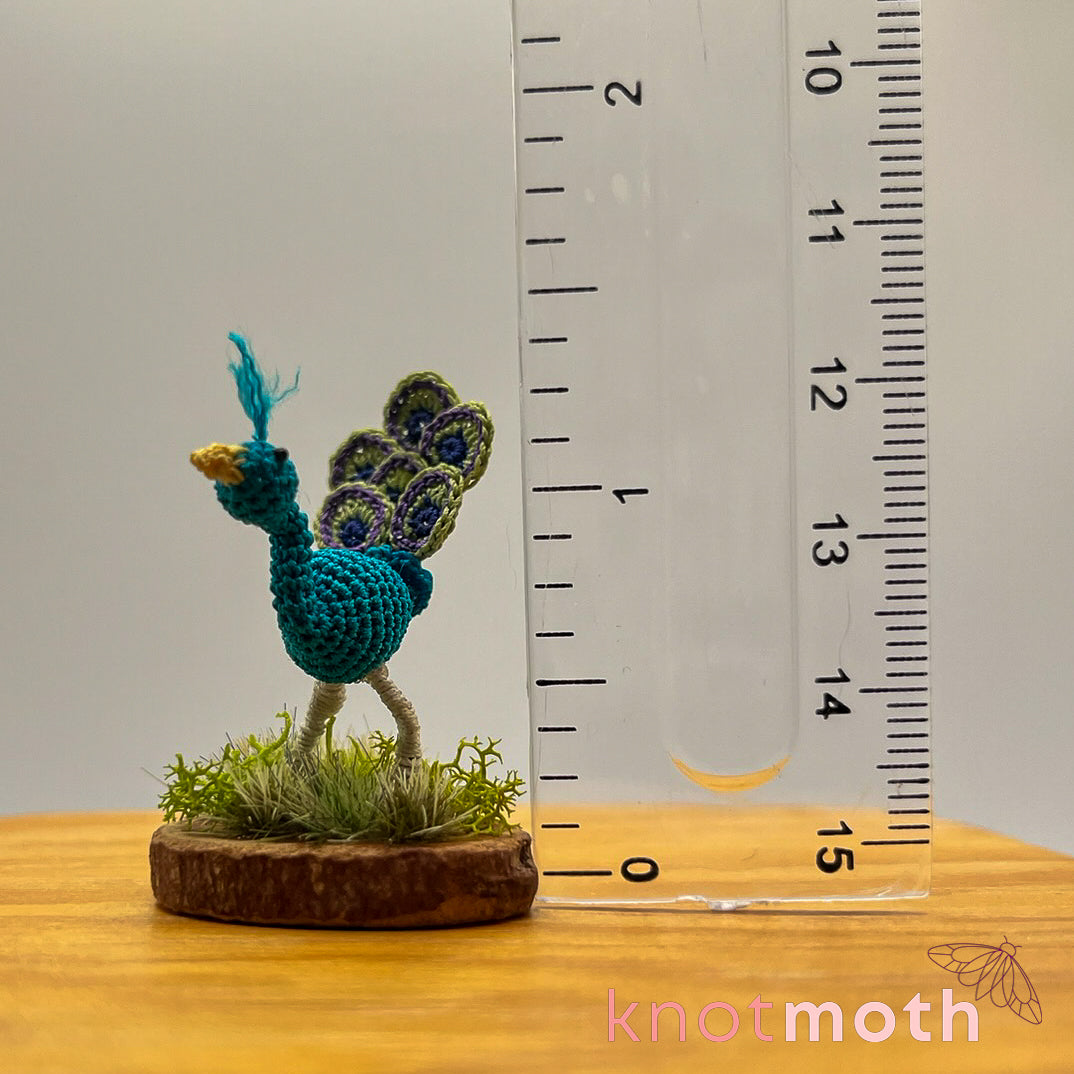 Pia Peacock Micro-Crochet Figurine