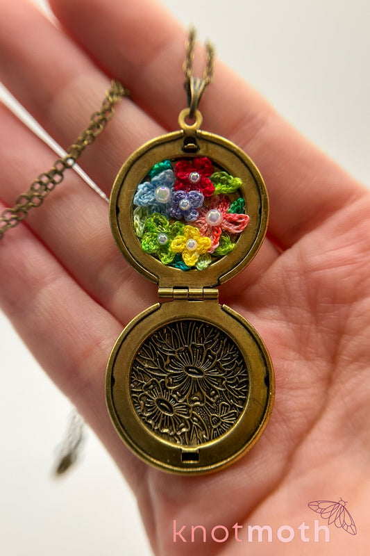 rainbow flowers (pride) floriography locket