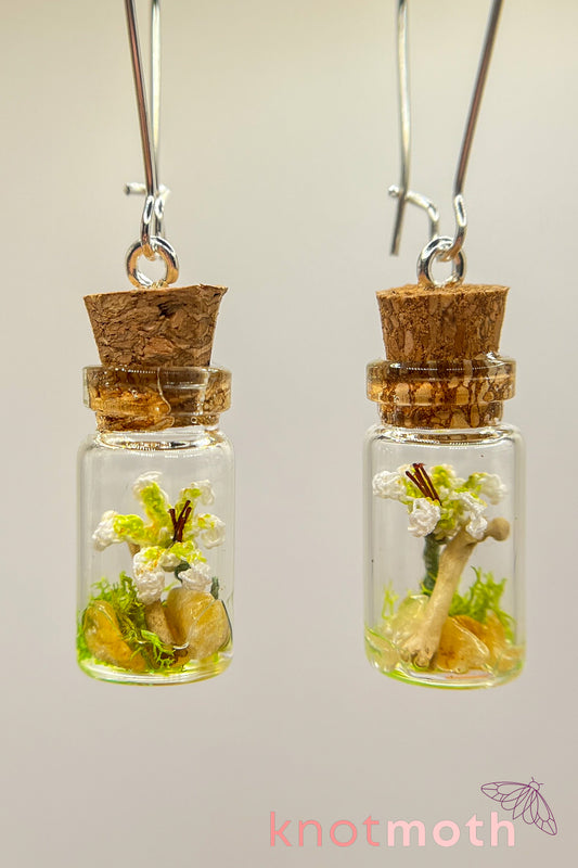 lily & femur bone mini jar earrings
