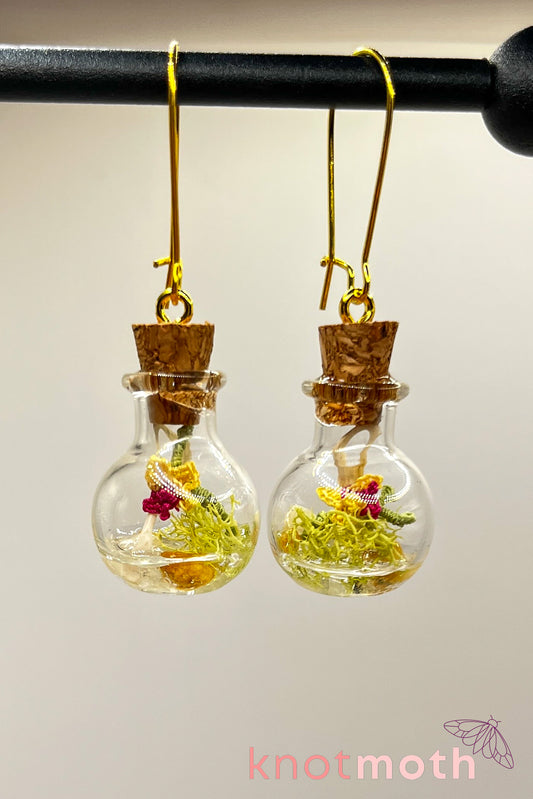 orchid & vertebra mini jar earrings
