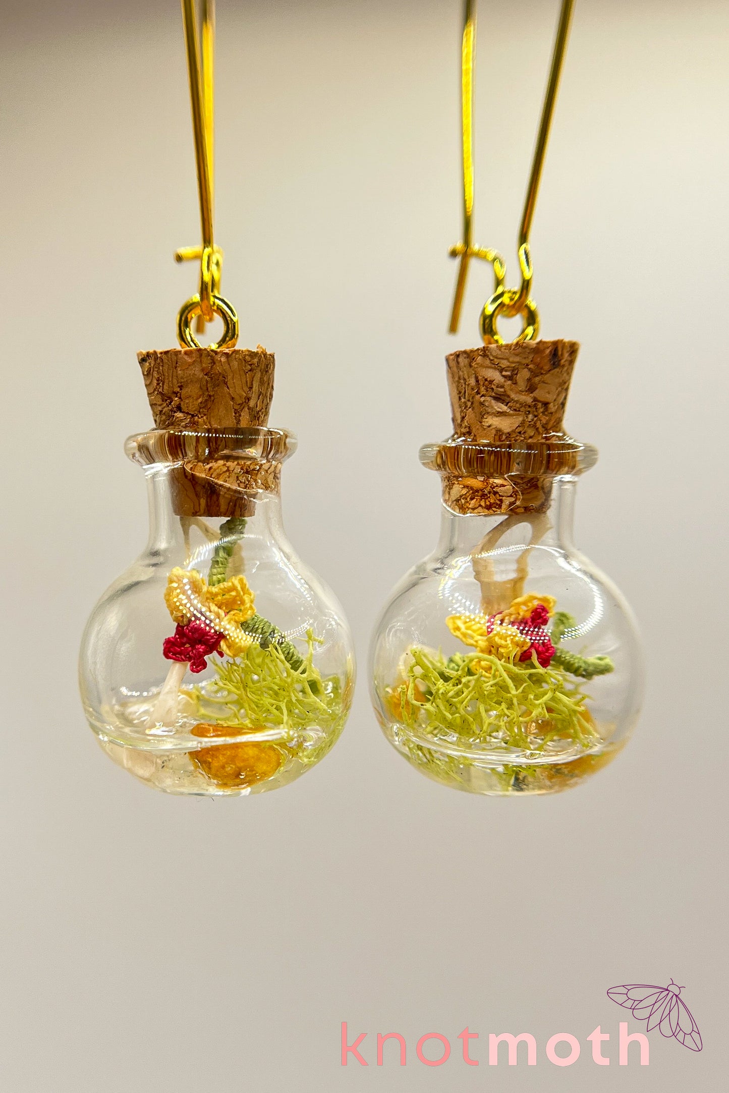 orchid & vertebra mini jar earrings