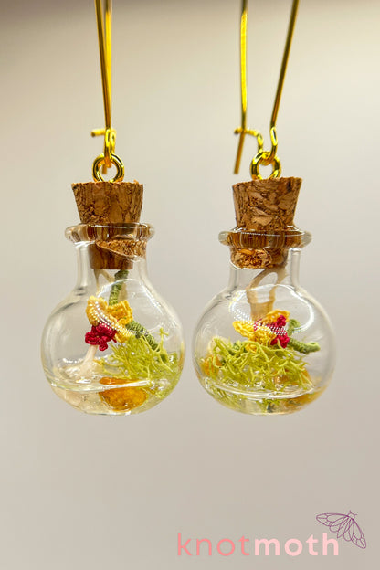 orchid & vertebra mini jar earrings