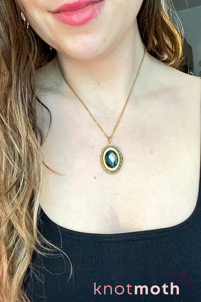violets (love) floriography locket