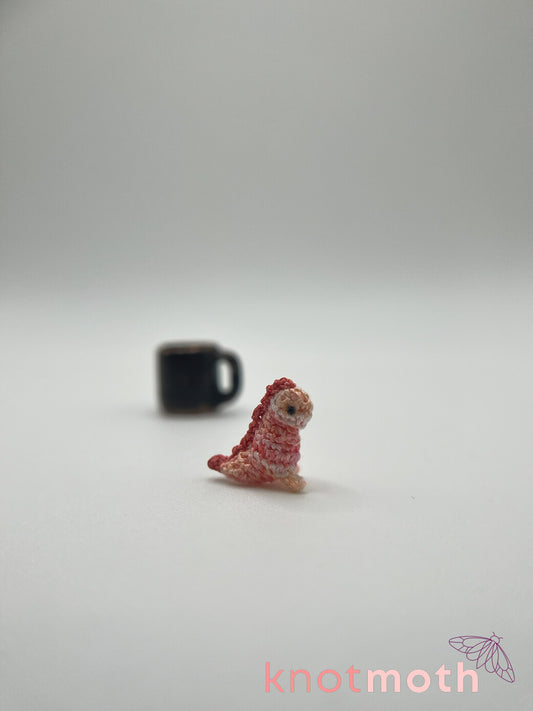 peach tea-rex micro crochet mug trinket
