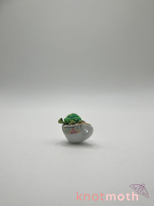 truett turtle micro crochet teacup trinket