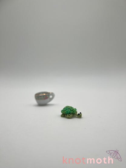 truett turtle micro crochet teacup trinket