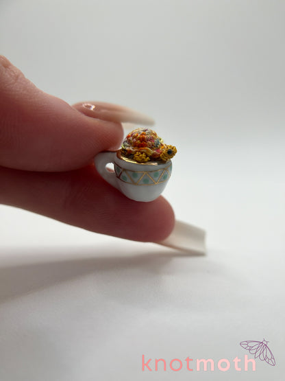 tai turtle micro crochet teacup trinket