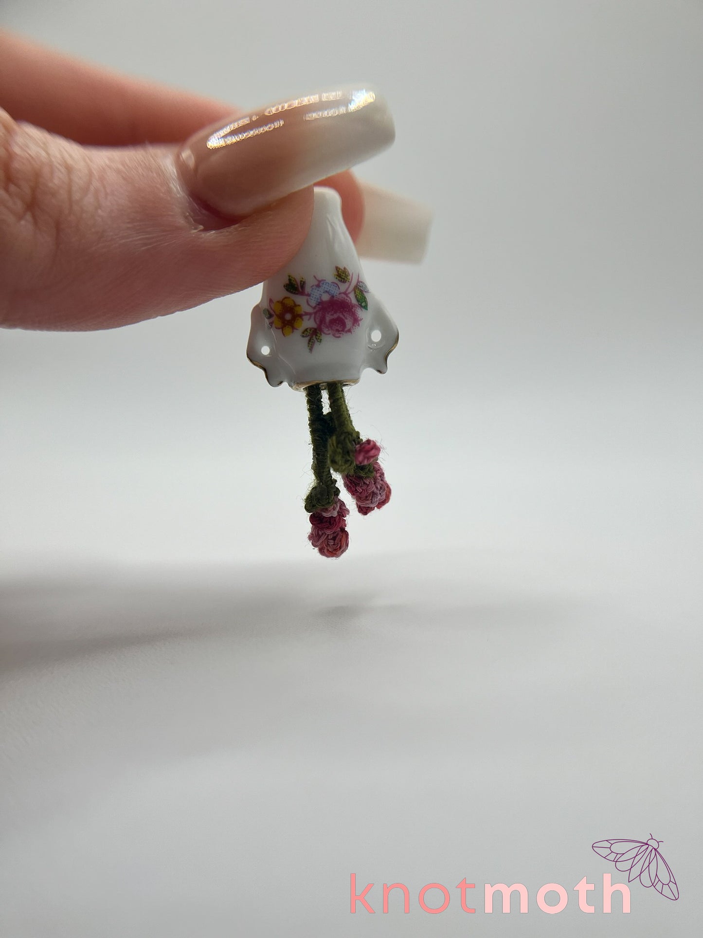 micro crochet roses arrangement in ceramic vase