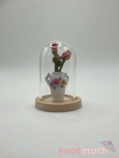micro crochet roses arrangement in ceramic vase
