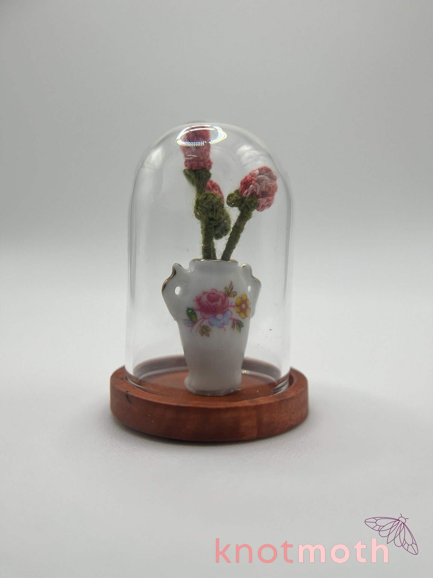 micro crochet roses arrangement in ceramic vase