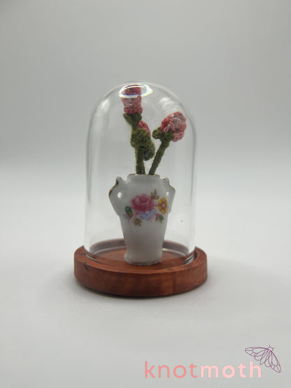 micro crochet roses arrangement in ceramic vase