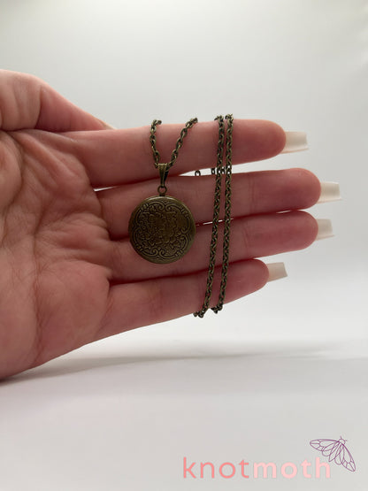 violet floriography micro-crochet locket