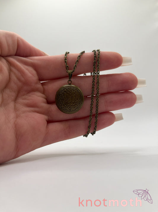 violet floriography micro-crochet locket