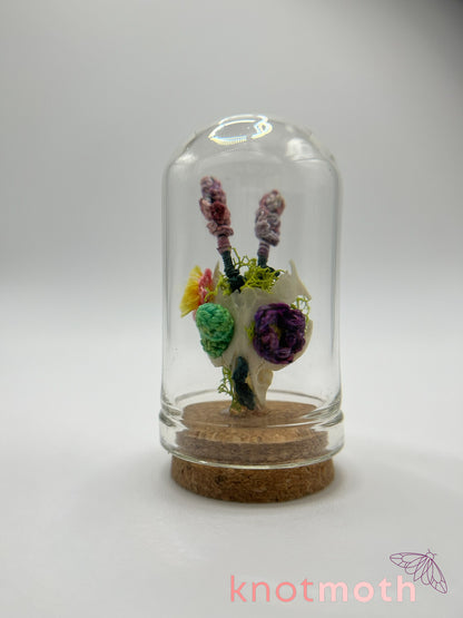 cacti & flowers skull micro crochet cloche jar