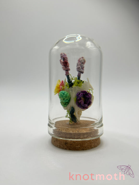 cacti & flowers skull micro crochet cloche jar